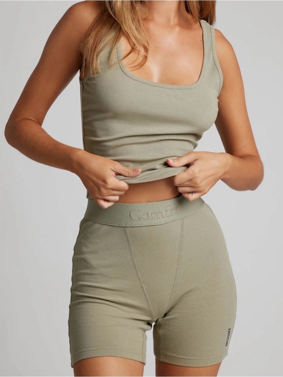 Comfrt Other - Comfrt Ribbed Tank & Short Set in Sage Green
